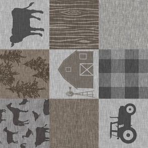 Farm Quilt - rustic soft brown and grey (rotated)