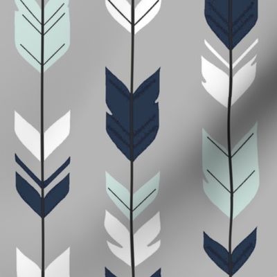 Arrow Feather - Sea Glass/navy/grey