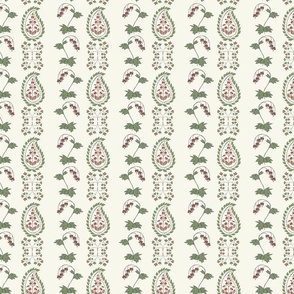 Indian floral paisley pattern in green and red