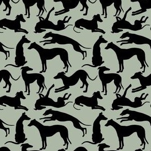 Greyhound Sighthound Silhouettes on Pine Green
