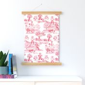 Bunnies fantasy red/white toile de jouy