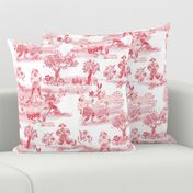 Bunnies fantasy red/white toile de jouy