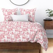 Bunnies fantasy red/white toile de jouy