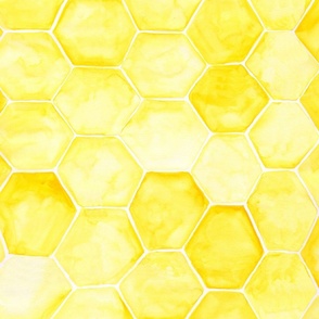Yellow watercolor honeycomb prnt.