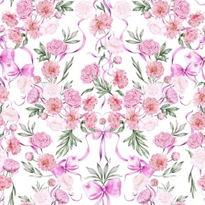 Peonies and bows in rococo style