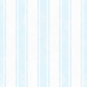 Large Scale Vertical French Ticking Textured Pinstripes in Baby Blue and White