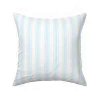 Medium Scale Vertical French Ticking Textured Pinstripes in Baby Blue and White