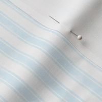 Small Scale Vertical French Ticking Textured Pinstripes in Baby Blue and White