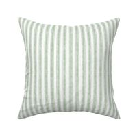 Small Scale Vertical French Ticking Textured Pinstripes in Soft Mist Sage Green and White