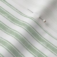 Small Scale Vertical French Ticking Textured Pinstripes in Soft Mist Sage Green and White