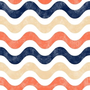 Large Scale Wavy Ocean Stripes in Sand Navy and Coral