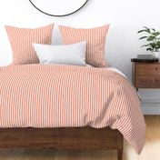 Small Scale Vertical French Ticking Textured Pinstripes in Coral Papaya and White