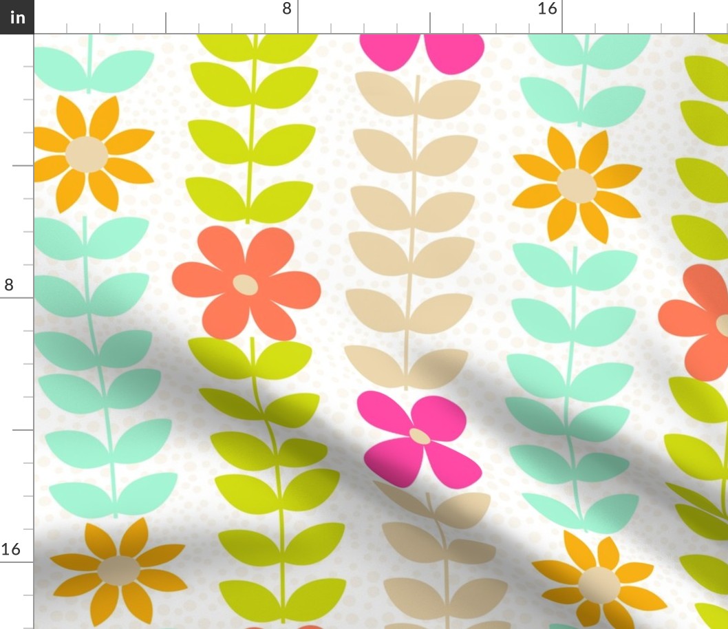 Large Scale Scandi Floral Vine Colorful Spring Flowers