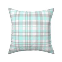 plaid aqua gray white 8in