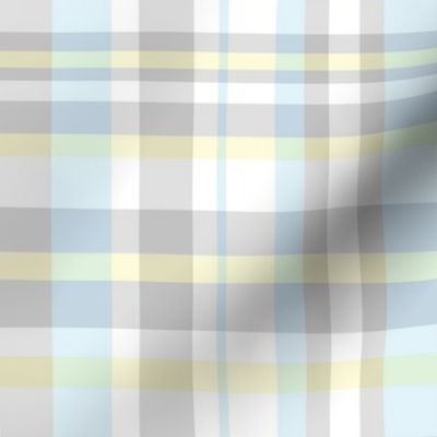 plaid yellow blue gray 8in