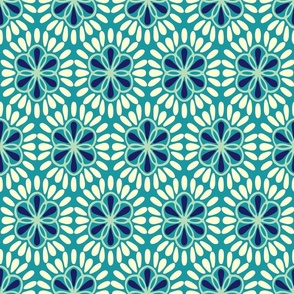 Decorative flowers on turquoise