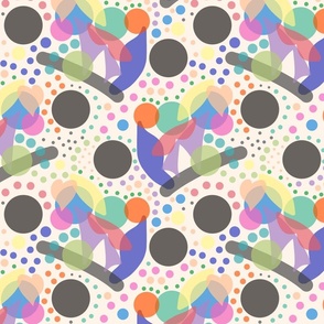 Retro Party Abstract #2 - multicoloured on cream, medium 