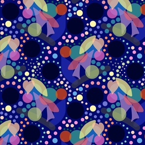 Retro Party Abstract #2 - multicoloured on sapphire blue, medium 