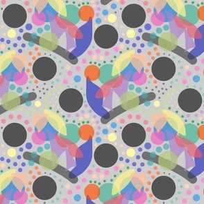 Retro Party Abstract #2 - multicoloured on silver grey, medium 