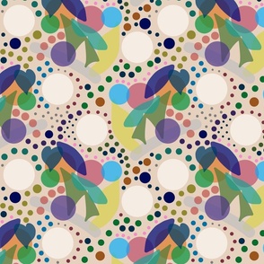 Retro Party Abstract #2 - inverse multicoloured on beige, medium 