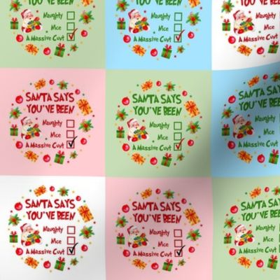 3x3 Santa Says You've Been Naughty Nice A Massive Cunt Sarcastic Sweary Holidays for Peel and Stick Wallpaper Stickers Labels Gift Tags