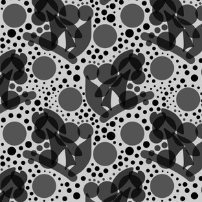 Retro Party Abstract #2 - dark greyscale on silver, medium 