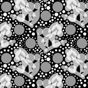 Retro Party Abstract #2 - light greyscale on black, medium 
