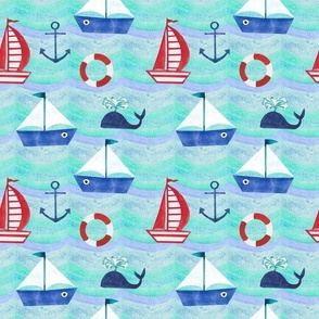 Medium Scale Sailing Adventure Sailboats and Blue Whales