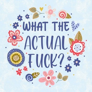 18x18 Square Panel What the Actual Fuck Funny Adult Sweary Humor Folk Floral for Throw Pillow or Cushion