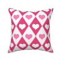 Large Scale Argyle Valentine Heart Diamonds in Red and Pink