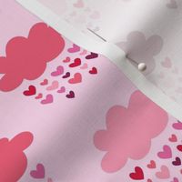 Medium Scale Valentine Heart Raindrops and Clouds in Pink and Red