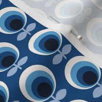 Medium Scale Classic Blue Mod Scandi Geometric Flowers