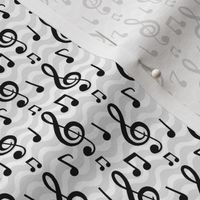 Small Scale Music Notes and Wavy Staff in Black