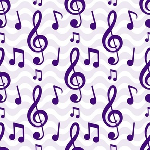 Large Scale Music Notes and Wavy Staff in Purple