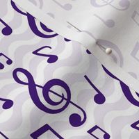 Medium Scale Music Notes and Wavy Staff in Purple