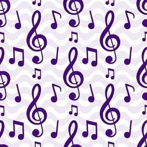 Medium Scale Music Notes and Wavy Staff in Purple