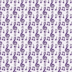 Small Scale Music Notes and Wavy Staff in Purple