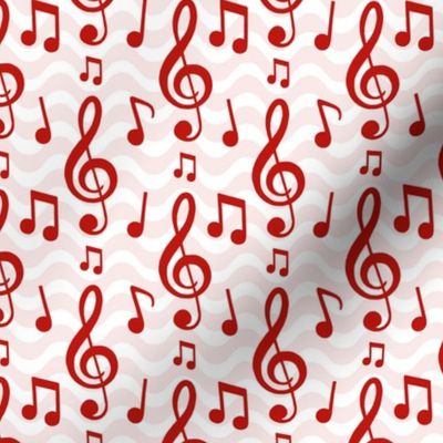 Medium Scale Music Notes and Wavy Staff in Poppy Red