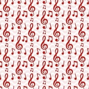Small Scale Music Notes and Wavy Staff in Poppy Red