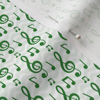 Small Scale Music Notes and Wavy Staff in Green