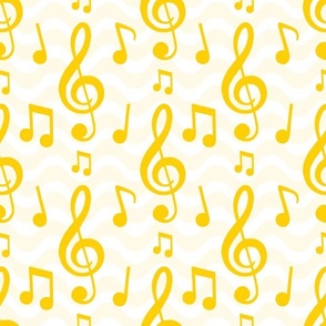 Large Scale Music Notes and Wavy Staff in Yellow