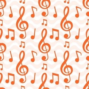 Medium Scale Music Notes and Wavy Staff in Orange