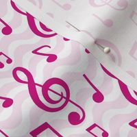 Medium Scale Music Notes and Wavy Staff in Hot Pink