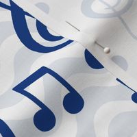 Large Scale Music Notes and Wavy Staff in Navy Blue