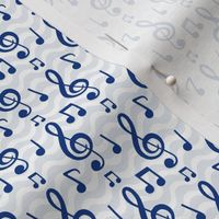 Small Scale Music Notes and Wavy Staff in Navy Blue