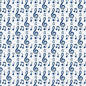 Small Scale Music Notes and Wavy Staff in Navy Blue