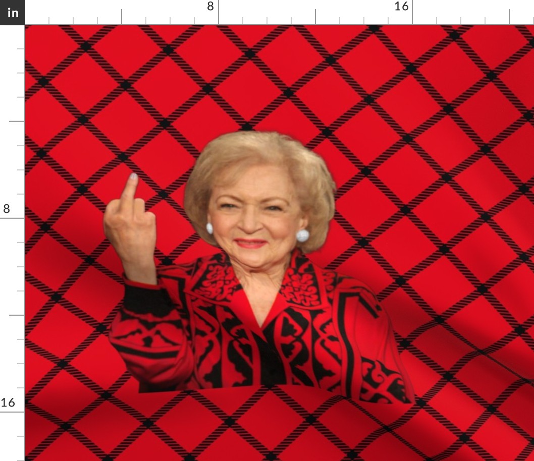 18x18 Throw Pillow Cut and Sew Beloved Spunky Betty White Iconic Middle Finger
