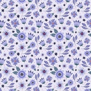 Small Scale Periwinkle Purple Scandi Folk Flower Toss