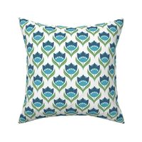 Medium Scale Blue and Turquoise Scandi Mod Tulip Flowers