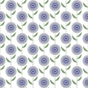 Medium Scale Periwinkle Purple Scandi Mod Daisy Flowers